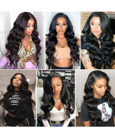 26 Inch Body Wave Lace Front Wig Human Hair | Pre-plucked 13x4 Frontal Wig for Women | Transparent Lace Front Wig with Baby Hair | Brazilian Virgin Hair | 150% Density | Natural Black - Buy Online on GoSupps.com