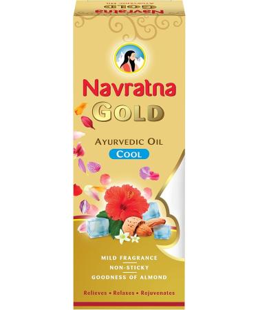 Emami Navratna Gold Ayurvedic Oil - Non Sticky Relaxing Head Massage Oil with Almond & 9 Herbs for Headache & Tiredness | 200ml - Buy Online on GoSupps.com
