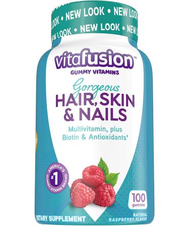 VitaFusion Gorgeous Hair Skin & Nails Multivitamin - 100 Gummies, Natural Raspberry Flavor - Buy Online on GoSupps.com