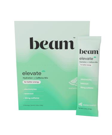 Beam Organics, Elevate Hydration Energy, Watermelon, 15 Single Serve Powder Packets - Hydration and Energy Mix, Hydrating Pre Workout Boost, Coffee Substitute, Immune Support Watermelon - Energy