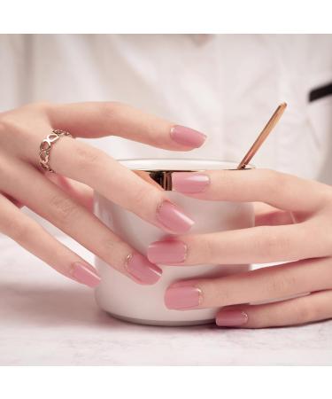 Danni & Toni Half-Hardened Gel Nail Films - Glitter in My Eye | Pink French Semi-Hardened Nail Stickers - 28 Self-Adhesive Wraps - Buy Online on GoSupps.com