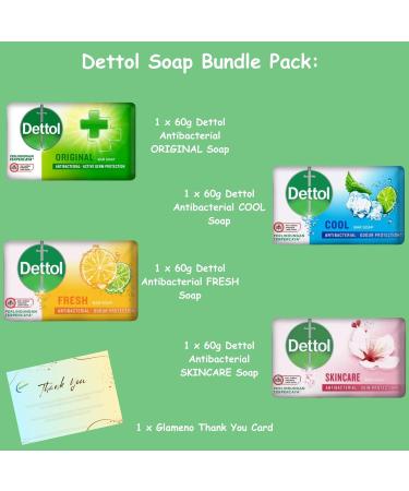 Antibacterial Soap Bundle with 4 Pack Soap Bars (Original Skincare Cool and Fresh) 60g each and Glameno Thank You Card - Buy Online on GoSupps.com