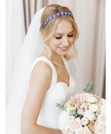 Campsis Blue Rhinestones Wedding Headpiece - Bridal Crystal Bride Headband for Baroque Prom Party - Buy Online on GoSupps.com