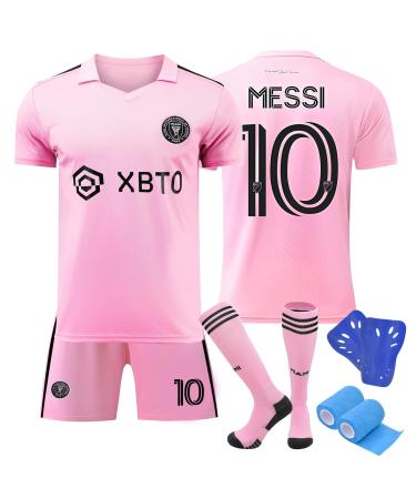 Peifoon football triko children/adult set no.10 home/away football jersey fast drying breathable football jersey with football t-shirt shorts socks shin atlies and fiber servlies 116-122 pink