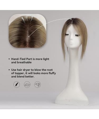 HAIRCUBE Remy Human Hair Topper for Women - 12in Ombre Ash Blonde, Swiss Lace Base, Thinning Hair Cover, Hand-Tied Hair Piece - Buy Online on GoSupps.com