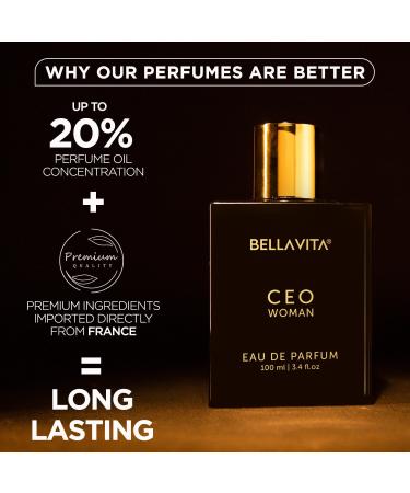 Bella Vita Luxury CEO Woman Eau De Parfum Perfume with Bergamot Tonka & Vanilla|Premium Long Lasting Woody & Fruity Fragrance Scent for Women 100 ML - Buy Online on GoSupps.com
