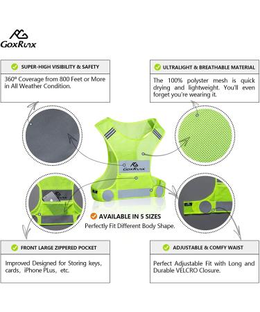 GoxRunx Reflective Vest Running Gear | Lightweight Safety Vests with Arm Bands | Small Green - Buy Online on GoSupps.com