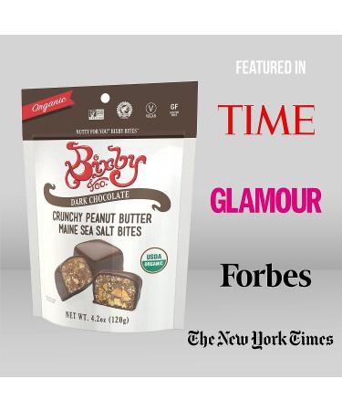Bixby Organic Dark Chocolate Peanut Butter Sea Salt Bites - Gluten Free, Kosher, Non-GMO - 4.2oz Bags (Pack of 6) - Resealable Dark Chocolate Clusters - Buy Online on GoSupps.com