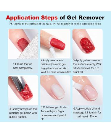LOUINSTIC Gel Nail Polish Remover - Fast No Soak/Wrap 2-5 Min Removal Professional Kit with Colorful Nail File & Pusher for Easy Gel Polish Removal - Buy Online on GoSupps.com