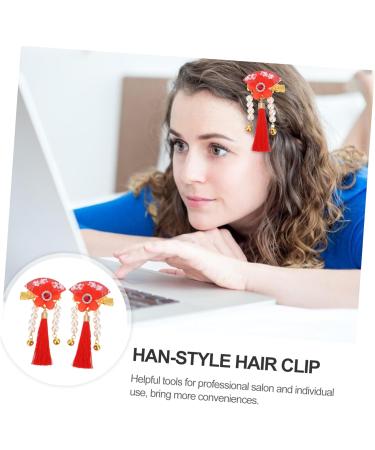Beavorty 1 Pair hair accessories festival red hairpins new year red hairpins Chinese Style Hair Clips new year floral hair clips styling hair clips clip girl child tassel Acrylic - Buy Online on GoSupps.com