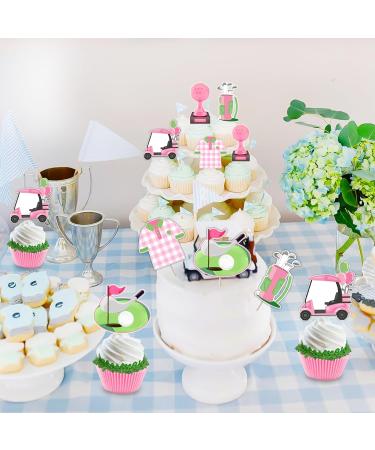 Golf Cupcake Topper for Girls Pink Golf Theme Party Decoration Golf Cart Ball Cap Club Shirt Pink Birthday Party Decoration for Sports Theme Party Baby Shower Birthday Let s Par-tee Time - Buy Online on GoSupps.com