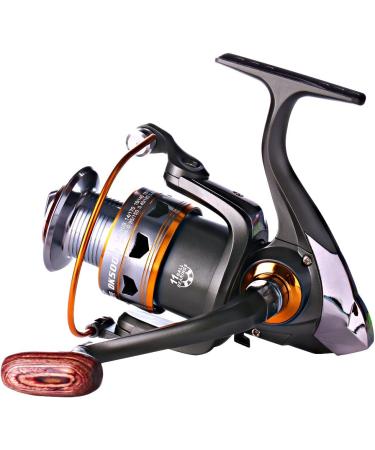 Sougayilang Spinning Fishing Reel | Left/Right Interchangeable Wood Handle | Metal Body | 5.2/5.1 Gear Ratio | 11BB | Inshore, Boat, Rock, Freshwater, Saltwater Fishing - DK1000 - Buy Online on GoSupps.com
