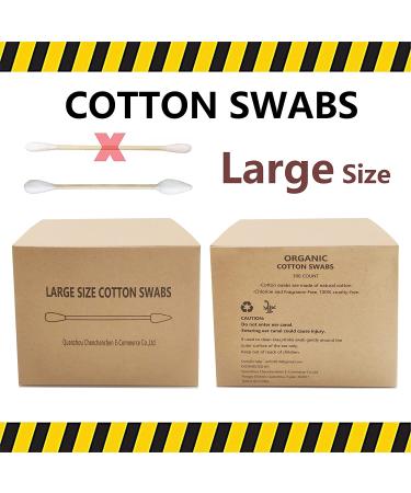 Thick Cotton Swabs XL - 2 Packs Natural Organic Biodegradable Cotton Buds with 600pcs Thick Tips (Pointed & Round) - Buy Online on GoSupps.com