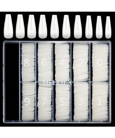 Melliex 500 pieces wrong nail tips natural artificial acrylic nail tips ballerina complete cover coffin nails tips for women - Buy Online on GoSupps.com
