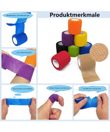 10 Rolls Color Finger Plaster - Self-Adhesive Bandage 2.5cm x 4.5m for Dogs Horses & Animals - Elastic Adhesive Tape - Buy Online on GoSupps.com