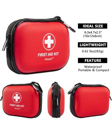 Mini First Aid Kit - 120 Piece Waterproof Medical Kit for Car Home Travel & Outdoor - Emergency Supplies (Red - Buy Online on GoSupps.com