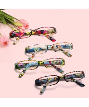 Cojwis 4 Pack Women's Reading Glasses - Stylish Patterns Spring Hinges 2.00x Magnification 4 Colors - Buy Online on GoSupps.com