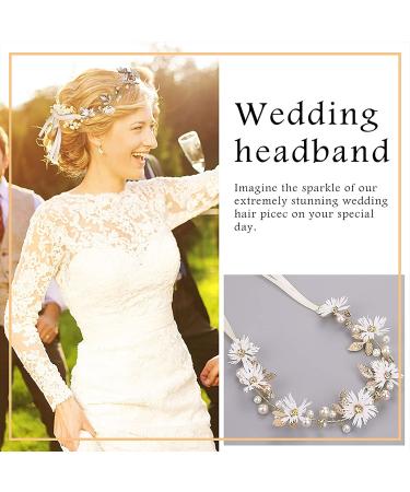 Prasacco Women Flower Headband - Bridal Hair Vine with Ribbon | Wedding Hair Accessories for Ladies and Girls - Buy Online on GoSupps.com