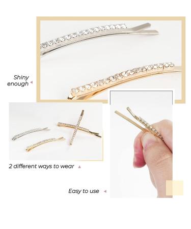 24 Pcs Gold Rhinestone Bobby Pins for Women - Fancy X Shaped Hair Clips for Wedding Bridal - Sparkling Hair Accessories - Buy Online on GoSupps.com