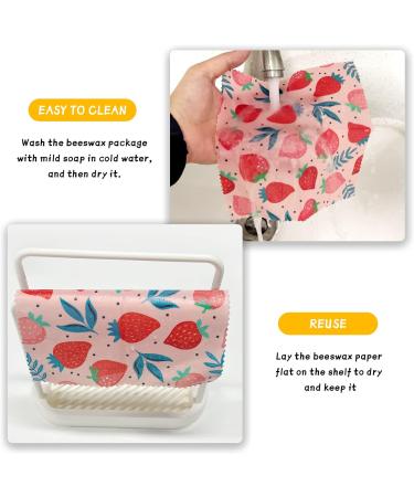 9 Pack Reusable Beeswax Wraps - Eco-Friendly Food Storage Kit - Organic & Biodegradable Wraps - Zero Waste & Plastic-Free - 1L Kiwi, 3M Pineapple, 5S Strawberry - Buy Online on GoSupps.com