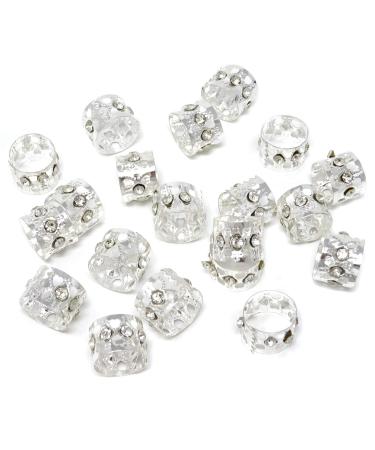 Honbay 20PCS Silver Rhinestone Hair Rings Dreadlocks Beads Braid Hair Cuffs Braiding Hair Jewelry Heart Hollow Out