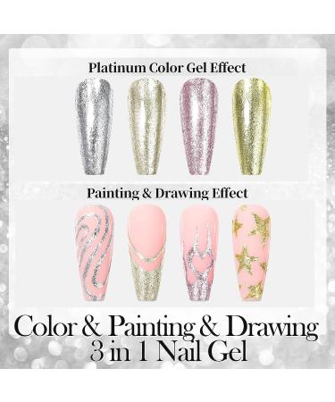 VERONNI Glitter Gel Nail Polish Set - Chrome Platinum Sparkly Colors for Home DIY Manicure - Buy Online on GoSupps.com