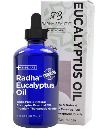 Radha Beauty Eucalyptus Essential Oil 4 oz - 100% Pure & Therapeutic Grade for Aromatherapy, Relaxation, and DIY Projects - Buy Online on GoSupps.com