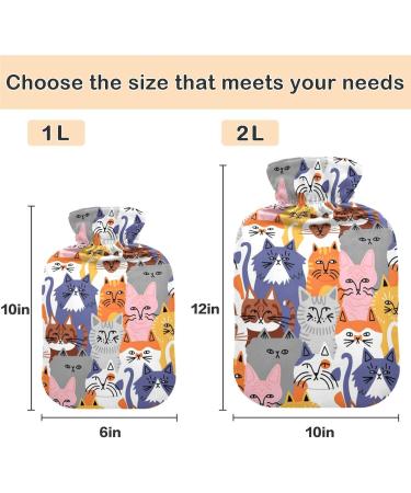 Naanle Cartoon Cats Hot Water Bottle - 1L Transparent Design for Pain Relief & Warm Therapy | Ideal Bed Hand & Feet Warmer - Buy Online on GoSupps.com