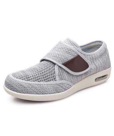 Diabetic Shoes Lightweight Comfy Men's Wide Width Shoes Plus Fertilizer Widening Foot Swelling Shoes for Swollen Feet Plantar Fasciitis 10 Light Gray