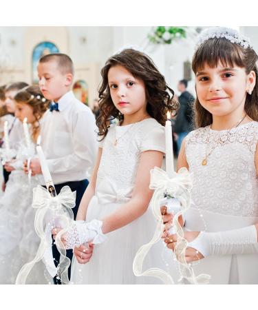 Drip Protection Communion Candle Set - 2 Piece Drop Catcher with Bow | Perfect for Baptism & Christening | Candle Accessories - Buy Online on GoSupps.com