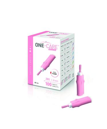 MediVena ONE-CARE Plus Safety Lancets  Contact-Activated  28G x 1.8mm  100/bx  Sterile  Single-Use  Easy Fingerstick for Comfortable Glucose Testing