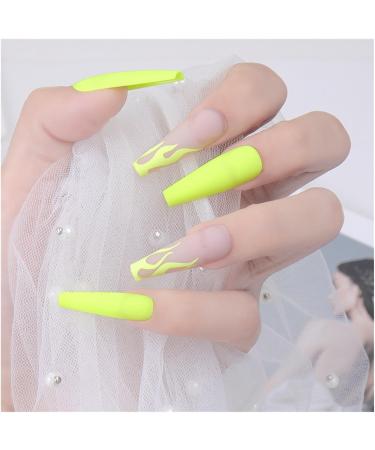 Nail art patches beautiful and fashionable nail patches finger decorations beauty decoration supplies frosted fluorescent yellow flame long ballet nails European and American style nail art produ 1 count (Pack of 1) Cblcy-18 - Buy Online on GoSupps.com