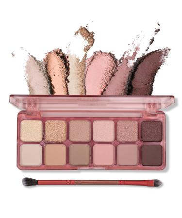 Erinde 12 Colors Eyeshadow Makeup Palette - Matte & Shimmer Eye Shadow Palette  Smooth & Blendable  High Pigmented  Natural Eye Look  Pink Brown Korean Glitter Makeup  02 SET C-02