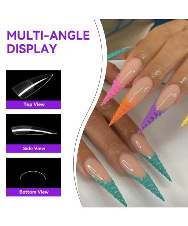 Gelike EC Long Stiletto Nail Tips - 240PCS Clear Full Cover Soft Gel Nails for Salon Extension | Pre-Shaped False Nails for Acrylic & Gel Polish - Buy Online on GoSupps.com