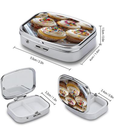 Buy Stylish White Icing Print Pill Box | 2 Compartment Medicine Organizer | Portable Metal Pill Case for Pocket or Purse - Buy Online on GoSupps.com