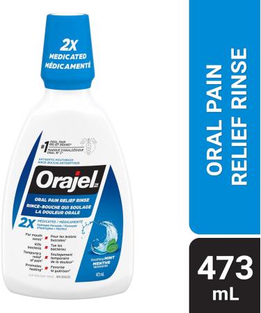 Orajel Antiseptic Oral Pain Rinse Formulated For Mouth Sores With Hydrogen Peroxide & Menthol 473 mL - Buy Online on GoSupps.com