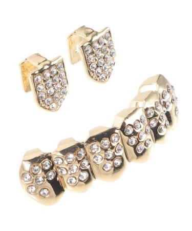 Beavorty Mouth Guard 1 Set Gold Grills Hip Hop Vampire Fangs Top Bottom Teeth Grills Set Funny Teeth Costume Cosplay Party Props