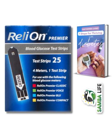 ReliOn Premier Blood Glucose Test Strips to Track Your Blood Sugar Levels Bundle with Samba Life eBook 7 Steps to Thrive with Diabetes (25)