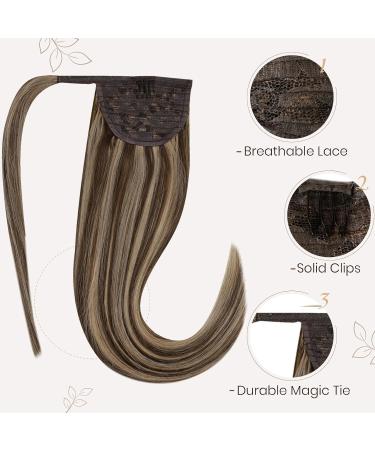 Buy Hetto Remy Real Hair Ponytail Extensions - Dark Brown with Red Blonde #4/27 55 cm 100g | Easy Fit Hair Cladding - Buy Online on GoSupps.com