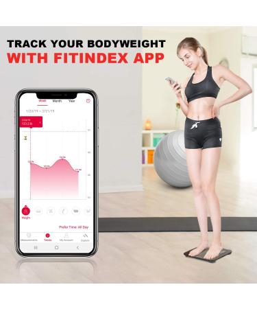 FITINDEX Smart Body Fat Scale | BMI Bathroom Scale with App | Digital Body Composition Analyzer | Rechargeable Weight Monitor - Buy Online on GoSupps.com