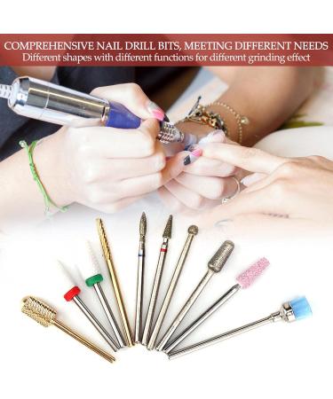 Professional Tungsten Steel Nail Drill Set for Acrylic & Gel Nails - 10-Piece Kit for Nail Care & Removal (BH08) - Buy Online on GoSupps.com