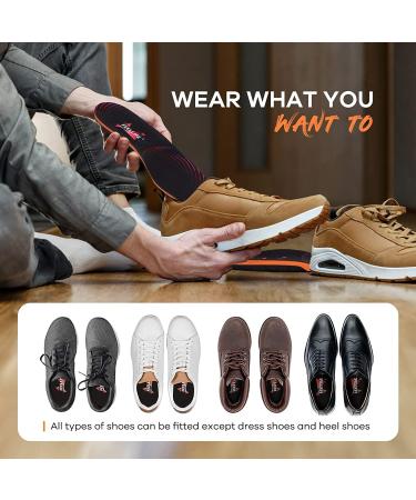 FEELLIFE FELLIFEN Insoles for Plantar Fasciitis - Gel Shoe Inserts for Arch Support - Black & Orange - Sizes 37-42 (24.5-27.4cm) - Perfect for Running & Orthopedic Comfort - Buy Online on GoSupps.com