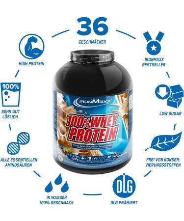 Ironmaxx 100% Whey Protein Powder - Hazelnut 2.35kg | Low-Sugar Soluble Protein Powder | Available in Multiple Flavors - Best International Shipping - Buy Online on GoSupps.com