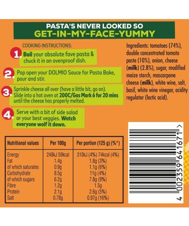 Dolmio Pasta Bake Tomato & Cheese Sauce 500g - Pack of 1 | Delicious Pasta Sauce - Buy Online on GoSupps.com