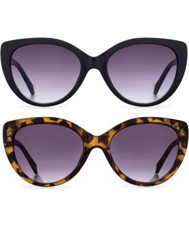 GrinderPUNCH Women's Bifocal Reading Sunglasses - 2 Pairs Vintage Cateye Sun Reader Glasses (2.50x - Buy Online on GoSupps.com