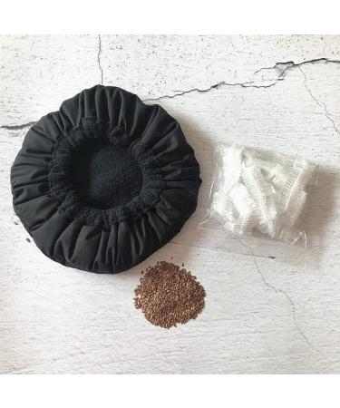 Flaxseed Heat Cap for Deep Conditioning - Natural Thermal Cap + 10 Disposable Shower Caps (Black) - Buy Online on GoSupps.com