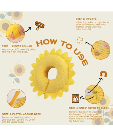 Buy Ieuumler Inflatable Dog Collar - Adjustable Leak Protection for Dogs & Cats | EU004 Sunflower S - International Shipping Available - Buy Online on GoSupps.com