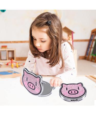 Zxvskr Diamond Painting Pocket Mirror - Portable Travel Piglet Cosmetic Mirror - Folding Handheld Double-Sided 1x/2x Magnifying Purse Mirror - Buy Online on GoSupps.com