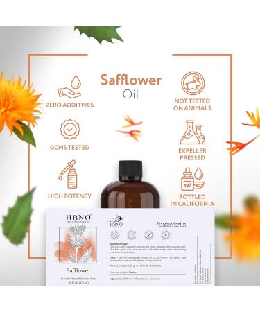 HBNO Safflower Oil - 16 oz (475ml) Value Size - High Oleic Ideal for Shampoos Conditioners Face wash Lotions and Skin Care Products. Safflower 16 Fl Oz (Pack of 1) - Buy Online on GoSupps.com