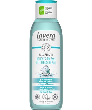 lavera lavera basis sensitive 2-in-1 Shower Care - Natural cosmetics - vegan - shower gel - With aloe vera and plant keratin - Biodegradable formulas without mineral oils - 250 ml